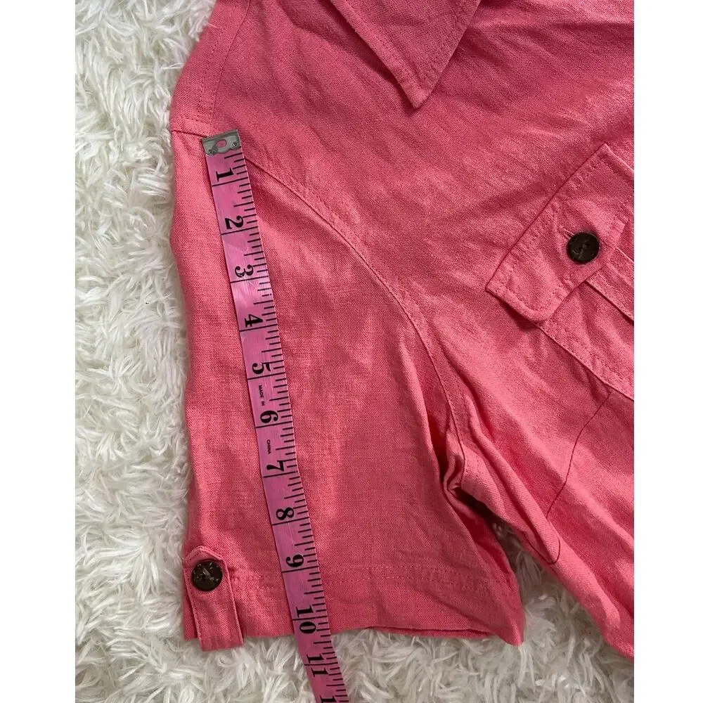 Appleseed’s Women's Size 14 Petite Pink Linen Button Up Shirt Dress #0513 - Picture 14 of 14